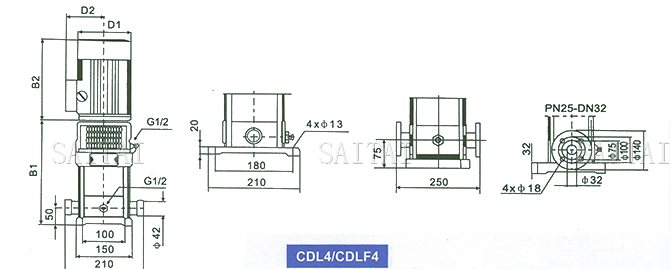 CDL4/ CDLF4系列多级泵安装尺寸